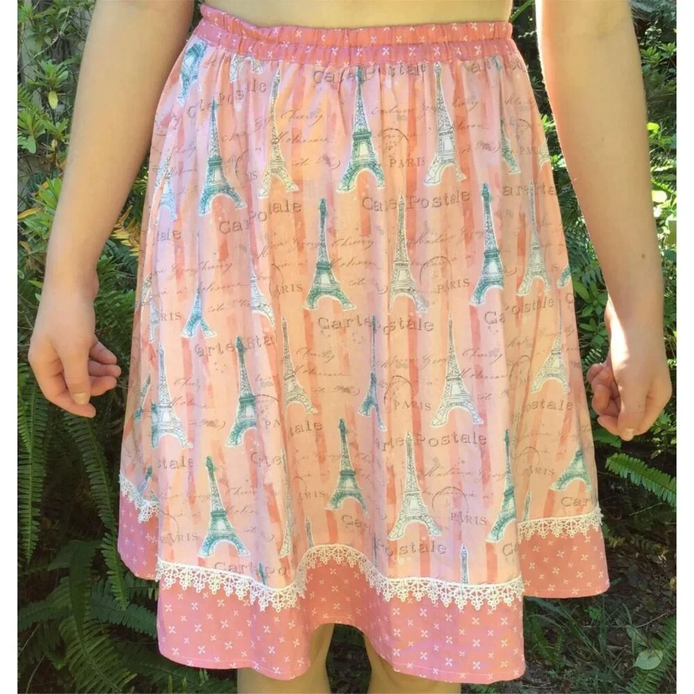 Eiffel Tower Skirt Womens Size Small Pink Paris France Handmade Travel Vacation